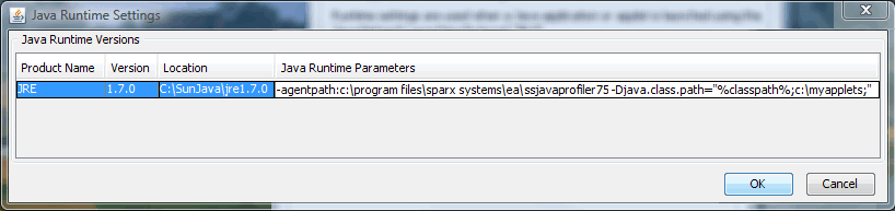 java run time parameters